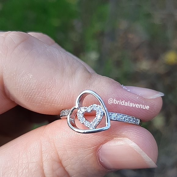 New Silver Fashion Ring Love white sapphire - Picture 3 of 5